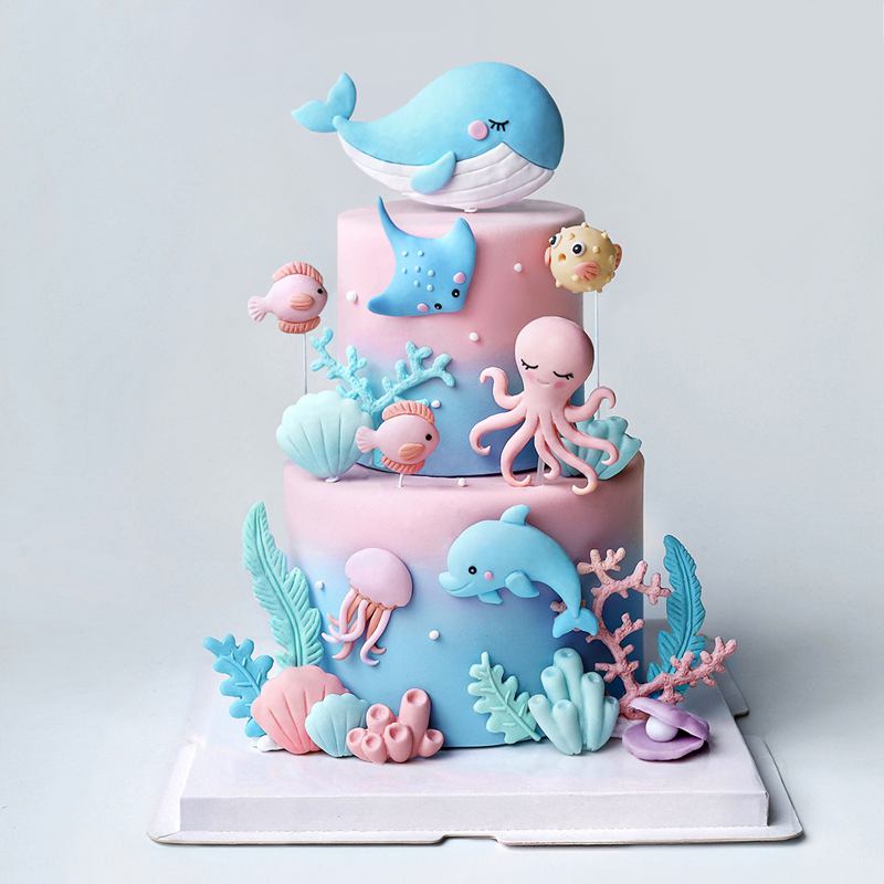 Marine Aquarium Decorations - Ocean Octopus Whale Cake Decorations Animals